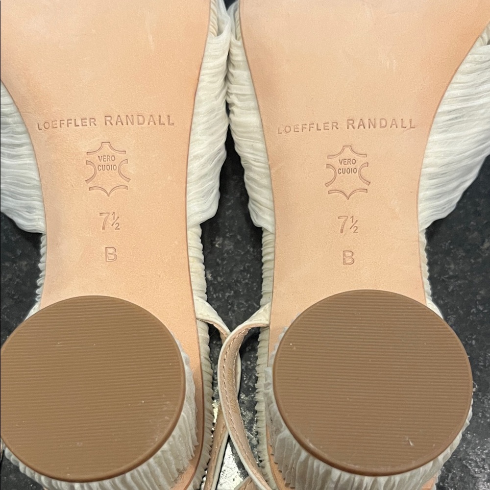 Loeffler Randall Cream Knotted Bow Slingback Sandals - Picture 2 of 11